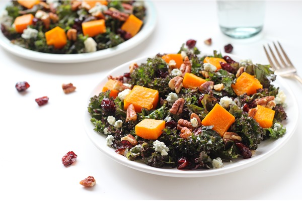 holiday kale salad and roasted butternut squash